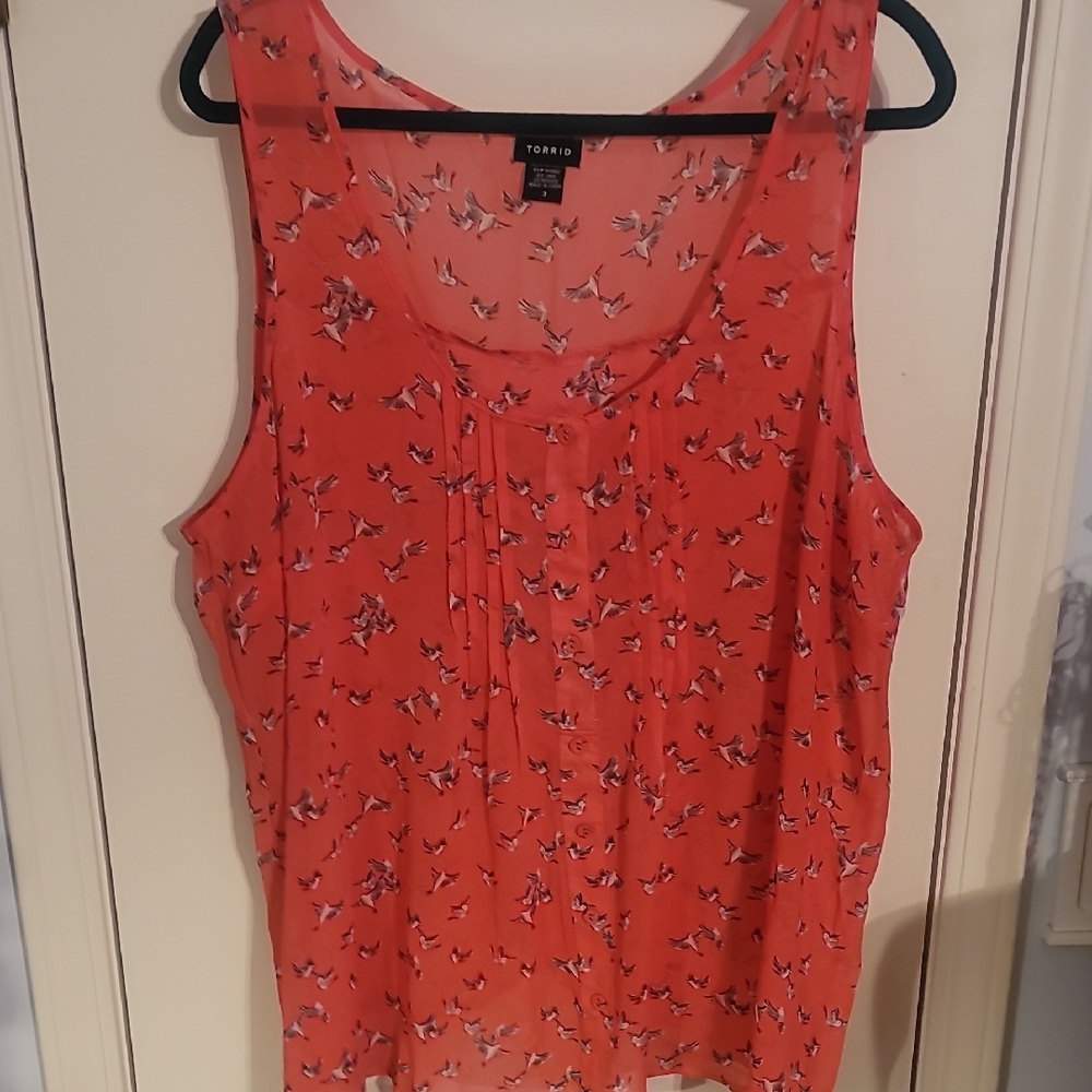 Torrid Women's Floral Coral Blouse
